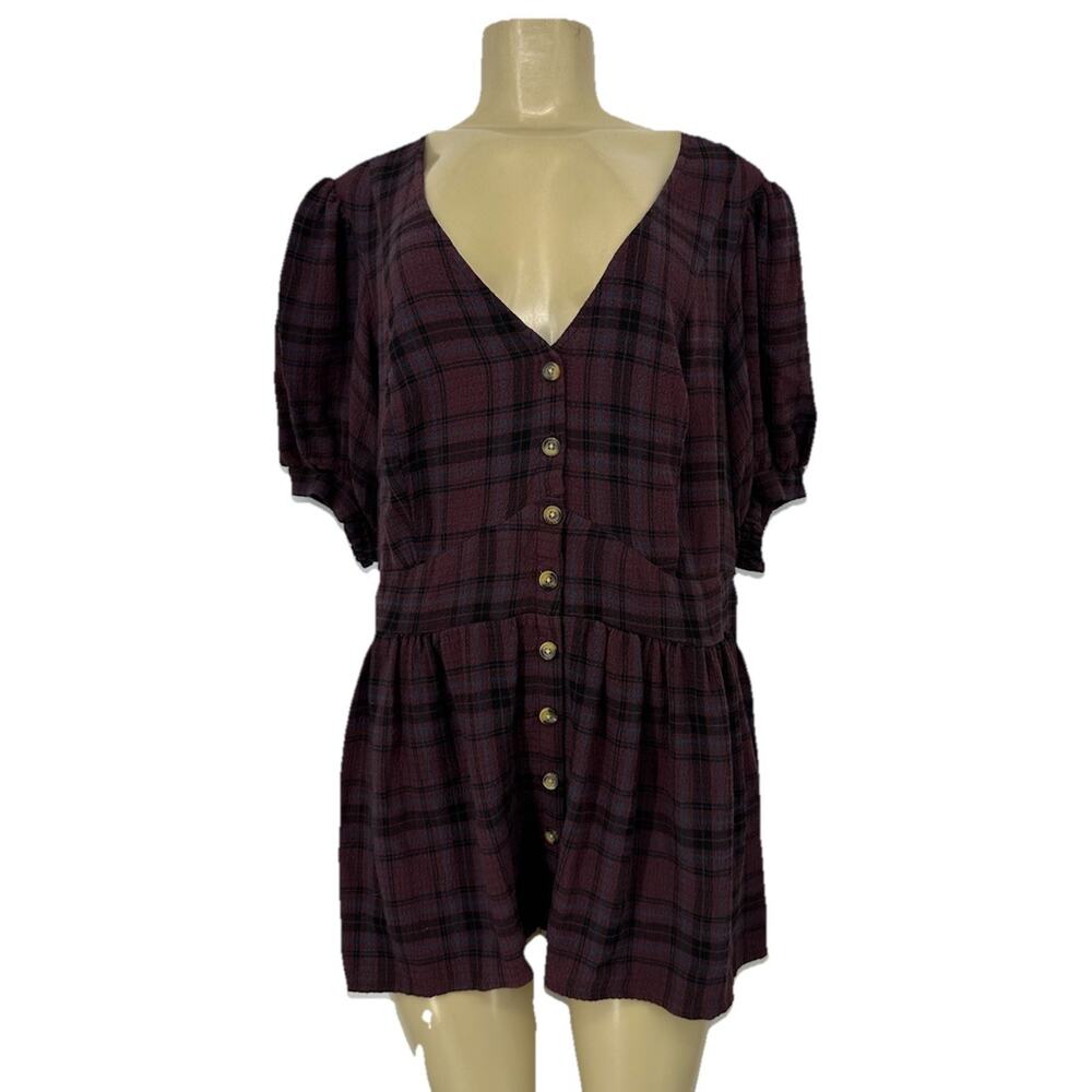 Torrid Plus Size 2X babydoll crinkle flannel gauze button-up top X01
